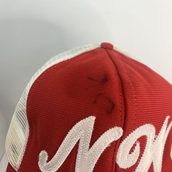 Vtg NW Trucker Hat L/XL Red Trucker Mesh Back Cap Embroidered Made USA READ - Picture 2 of 7